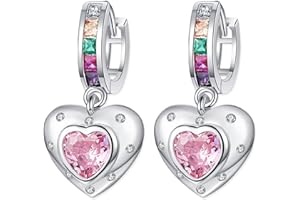 JUZICHEN Orecchini Bambina Argento 925, Orecchini Cerchio Bambina Donna, Orecchini a Cuore Stella Fiore Rosa Colorati, Orecchini Anallergici Bambina, Orecchini a Cerchio Argento 925