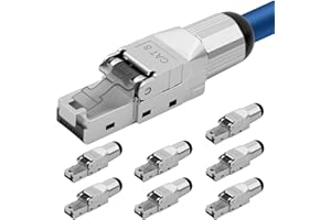 PUISENO Lot de 8 fiches réseau CAT 8 RJ45 pour câbles LAN rigides - Câble de pose Ethernet - Fiche LAN CAT 8 sans outil LSA, entièrement blindé STP, 40 Gbit/s, AWG 22-26