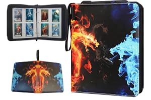 ZHUIYIWIN 4-Pocket Trading Card Binder,400 Pockets Card Binder Folder, PU Leather Card Folder Trading for Pokemon Yu-Gi-Oh Sports Cards (Dragon B, 4-Pocket)
