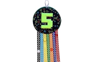 Ditsy Rosettes Gamer Birthday Rosette Badge - Age 5, 6, 7, 8, 9, 10 - Perfect Party Gift birthday card – Birthday Boy, Birthday Girl (Age 5)