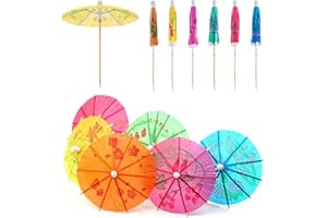 YONGBEST Cocktailschirme Papier,100 Stück Papier Cocktail Dekoration Drink Tropical Hawaiian Party Drink Dekorationen für Fiesta, Tropical oder Beach Parties