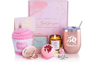 VOMEP 50th Birthday Gifts for Women,Mum Sister Ladies Wife Daughter Best Friend Teacher Lover Gifts,Funny Insulated Wine Tumbler Sets 50th Birthday Gifts Ideas for 50 Year Old Women, Auntie