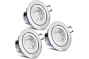 ‎TRENDLIGHTS24 trendlights24 Mare IP44 Bad LED Einbaustrahler 230V Edelstahl rund 3 Stufen dimmbar ultra flach 35 mm 3er Set 5W Warmweiß Decken Spots für Feuchtraum