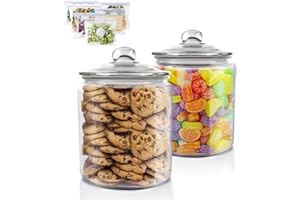 Myiosus Set di 2 Barattoli Vetro con Coperchio, Barattolo Biscotti Grandi da 3,9L, Barattoli Cucina Ermetici per Alimenti, Contenitore in Vetro per Conserve, Caramelle, Biscotti, Trasparente