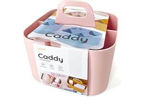 AtMini Art Caddy Organizer mit Griff Stackable Mehrzweck-Kunststoff-Caddy für Büro, Make-up, Schlafsaal, Klassenzimmer, Schrank Caddy etc(16 X 16cm, pink)