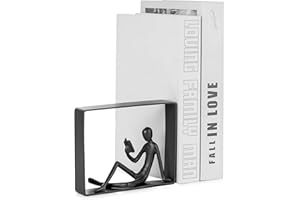 Sziqiqi Book Ends for Shelves Decorative: Cast Iron Bookends for Books Cute Statue Book Ends on Bookshelf Human Sculpture Decoration - Geometric Bookend Unique Gift for Shelves Room Office Decorative