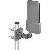 EMOS Antenna esterna con amplificatore per ricezione remota, VHF/UHF/DAB Outdoor TV Antenna per TV DVB-T/DVB-T2, portata 0-80