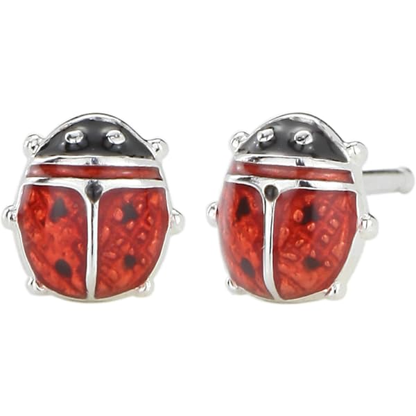 Boucles D'Oreilles Coccinelle Argent 925 - Hypoallergénique - Cadeau Femme Fille