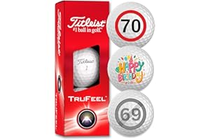Titleist Trufeel - Palline da golf per compleanno, confezione da 3 pezzi, motivo: Happy Birthday Golf regalo per golfisti