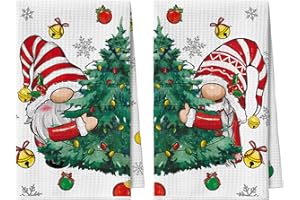 Artoid Mode Juego de 2 paños de cocina con diseño de árboles, diseño de copos de nieve, 42 x 65 cm, microfibra, absorbente, diseño de Navidad