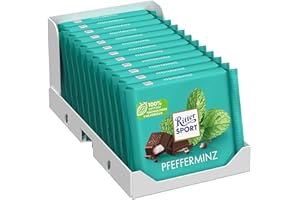 Ritter Sport Dark Chocolate with Peppermint 100g (Pack of 12)