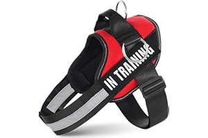 JUSTYEZI No Pull Dog Harness, Adjustable Assistance Service Dog Vest with Buckle, Reflective No-Choke Pet Vest Puppy Harness with Easy Control Handle for Training