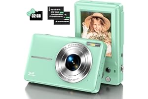 DPFIHRGO Fotocamera digitale con scheda micro SD 32G, fotocamera 1080P, fotocamera per bambini 44 MP, fotocamera compatta con schermo LCD da 2,4", zoom digitale 16X e 1 batteria per bambini, studenti,