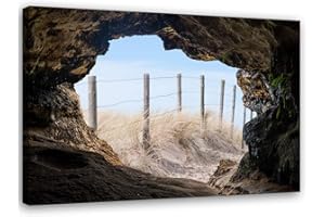 Feeby Leinwandbild XXL 3D Illusion Wandbild Kunst Zaun Beige 120x80 cm