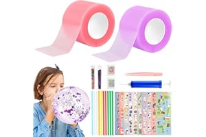 Aila Nano Tape Bubbles Kit, 28PCS Nano Double Sided Tape for Bubbles Self-Adhesive DIY Nano Tape Bubble Craft Kit for Kids with 2 Nano Tapes, 10 Straws, 10 Stickers, 4 Balloon Fillings (AL-8)