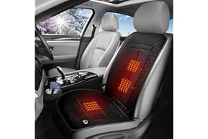 brecoory Comfortable Leather Car Seat Covers,Universal Heated Seat Cover Pad,Soft Seat Cushion with Full Back Front Seat Protector