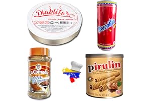 BOEMY Set Degustación de Comida y Bebida Venezolana | Pack PREMIUM de Productos típicos de Venezuela [ Diablitos de Jamón para untar, Frescolita bebida gaseosa, sazón La Comadre y Pirulines ]