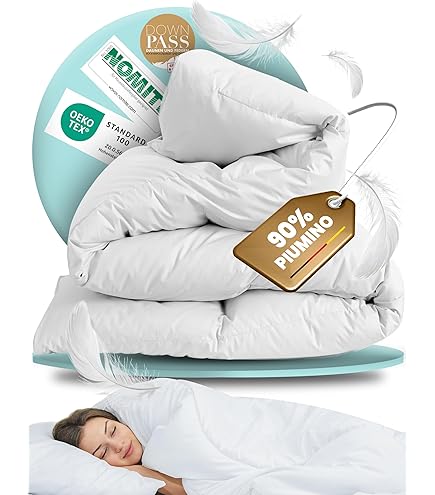 BEFA NATUR - prodotto in Germania, piumino 135x200 cm con 90% piumino e 10% piume, coperta per tutte le stagioni, adatta per allergici (Nomite), certificata ÖKO-TEX 100 Classe 1, Downpass (2 pezzi