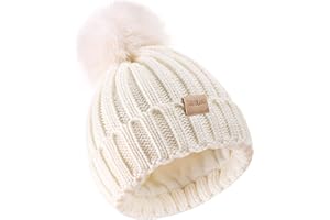 Tontuland Kinder Winter Warm Pompom Hut Fleece gefüttert Stricken Beanie für Kinder im Alter von 3-9, perfekt für Jungen und Mädchen