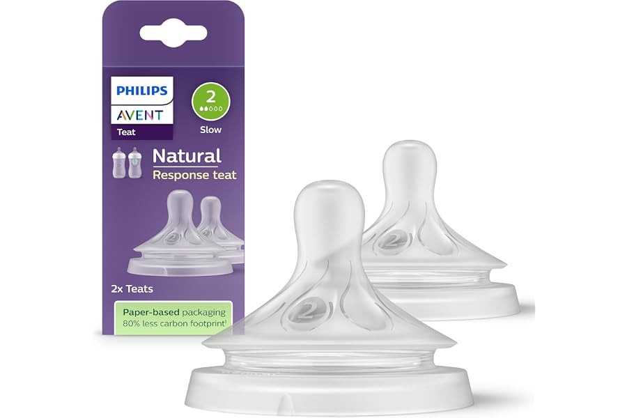 Philips AVENT Natural Response Sauger mit Anti-colic-Ventil, langsamer Nahrungsfluss (Durchflussrate 2), Doppelpack, SCY962/02