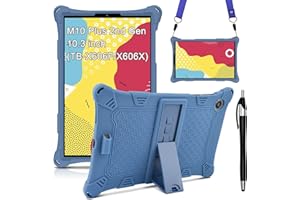 KATUMO Funda para Lenovo Tab M10 FHD Plus (2nd Gen) 10.3" 2020 (TB-X606F X606X) Silicona a Prueba de Golpes Soporte Ajustable con Cinturón de Hombro y Pluma Táctil,Azul