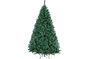 Yaheetech 183cm 1000 Puntas Árbol de Navidad Artificial Grande Adornos Nevados con Soporte Metálico Rama Navideña Decoración de Navidad Familiares para Interior Exterior