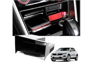 Ruiya Consola Central Caja de Almacenamiento Compatible con VW T-ROC 2018-2024, Caja Reposabrazos T-ROC Reposabrazos Organizador Central Reposabrazos Bandeja T-ROC Accesorios
