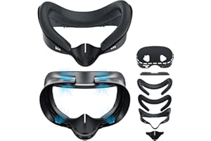 GEEKERA Interfaz Facial Compatible con Meta/Oculus Quest 3S, Funda Protectora Facial Quest 3S con Almohadilla Facial de PU y Tela de Espuma de Hielo, Funda de Silicona Quest 3S, Accesorios VR