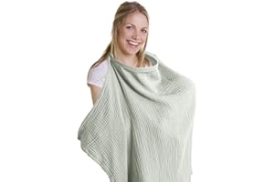 DAKLUNAR Copri Seno Allattamento, Lenzuolo Allattamento Copri Seno Allattamento Morbido e Traspirante telo allattamento al seno Coperta per Allattamento Leggero Traspirante 100% Cotone (grigio verde)
