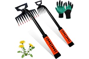 ELECROW Weed Puller Tools, 2 Pcs Hand Weeder, Weed Remover Tool for Yard Farm, Garden Manual Weed Pulling Tool, 6 Teeth + 11Teeth Weeder Tool Remove Weeds