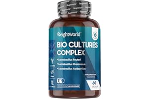 WEIGHTWORLD Prebiotique et Probiotique 77 Milliards d'UFC avec 20 Souches, Probiotiques et Prébiotiques Lactobacillus Gasseri, Lactobacillus Rhamnosus, Bifidobacterium, Inuline, FOS, 60 Gélules Vegan sans Gluten