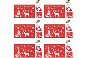 GGISUI 18 Pezzi Set Tovagliette Natalizie, Lavabili Renne Modello Tovagliette Natale Resistenti al Calore Sottopiatti Natalizi per la Decorazione Della Cena di Natale