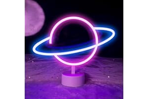 ASLANKA Planet Neon Light, Bedroom Night Light, LED Light Signs Powered by Battery/USB, Light Decoration for Christmas Birthday Party Bedroom Table Lamp Children Gifts