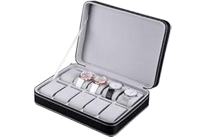 GUOLICH Scatola Portaoggetti per Orologi Custodia per Espositore per Orologi Custodia per Gioielli in Pelle PU Organizer per Collezione di Gioielli con Cerniera (10 Ranuras)