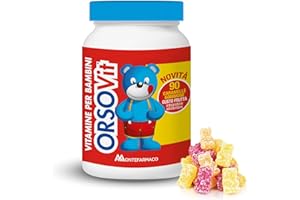 ORSOVIT Multivitaminico Bambini, Caramelle Gommose con Vitamina C, Vitamina D, Vitamina B, Acido Folico - Senza Glutine, Gusto Frutta (90 Caramelle Gommose a Forma di Orsetto)