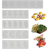 YapitHome 5 Pieces Leaf Silicone Mould, Lace Fondant Mat, Silicone Mould for Cake Decoration, Crafts, Kitchen, Chocolate