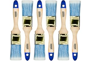 HARDY WORKING TOOLS – Juego de 6 Brochas Planas 35 mm Serie 42, Brocha para Lasur en Madera y Barniz para Metal – Cerdas Sintéticas Claras