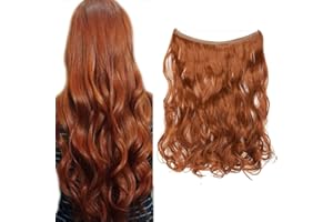 20"(50cm) SEGO Extensiones de Cabello de Hilo Invisible sin Clip [Castaño Rojo/Naranja] Pelo Sintético Se Ve Natural Una Pieza Postizos Pelucas Rizadas (90g)