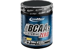‎IRONMAXX IronMaxx 100% BCAAs + Glutamine Zero - Orange 500g | veganes & zuckerfreies Aminosäuren Pulver mit Vitamin B6 | 6000 mg BCAA´s und 1000 mg Glutamin pro Portion