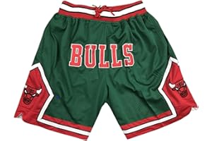 WEOPLKIN NBA Chicago Bulls Short Basketball Homme Fans Shorts D'Été Basket-Ball Shorts de Gym Élasticité D'entraînement Sports Shorts Extérieur Sportswear Shorts Retro