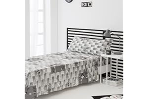 COTTON ARTean Juego de sabanas Infantil/Juvenil Rock 50% algodón 50% Poliester Multicolor. Juego de Cama para 105 x 190/200. Incluye encimera + Sabana Bajera Ajustable + 1 Funda de Almohada.