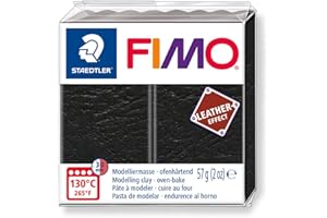 STAEDTLER - Fimo® leather effect - Pain pâte à modeler - 57 Grammes - Effet cuir noir - 8010-909