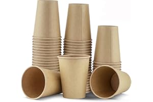TOROTON Vasos de Papel, 50 Piezas Copas Carton Kraft Biodegradable y Compostable, Vasos Carton para Servir el Café, el Té, Bebidas Calientes y Frías, 350ml