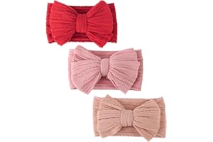 DRESHOW Stirnband Baby Mädchen Dehnbare Nylon Stirnbänder Handgefertigte Haarband for Neugeborene Kleinkinder Kinder 3 Stück