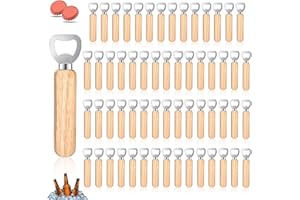 QHKLEW 60 Stück Flaschenöffner Holz, Holzgriff Bier Kronkorkenöffner, Tragbare Kapselheber, Personalisierter Bierflaschenöffner mit Holzgriff für Zuhause, Küche, Bar, Geschenke öffner für Männer Bier öffner