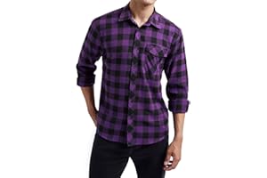 HISDERN Men's Long Sleeve Casual Plaid Flannel Shirt Checked Tartan Button Down Shirts for Men S-4XL