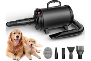 Blanlody Dog Hair Dryer Blaster 3200W/4.5HP Pet Grooming Hair Dryer Low Noise Temperature Heater with 5 Different Nozzles and Pet Grooming Brush
