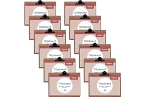 Europel Lot de 12 Porte-bloc en bois, A3, Planche Rigide Durable avec Pince Métallique Noire et Oeillet de Suspension, Porte-document pour Classe d’école, Bureau, Entreprise, Restaurant, Entrepôt