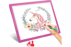 JOEAIS A4 Luminosità Portatile Light Board Tracing Board Luminosità Regolabile Tracing Light Pad Tracing Light Pad (Rosa)