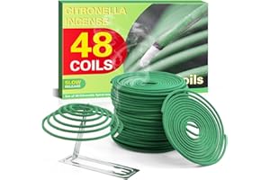 SCENT-HI Citronella Spiral Incense Coils, Lemongrass Scented Coils, Citronella Essential Oil, Incense 48 Pcs for Outdoor, Indoor, Home, Kitchen, Outdoors, Indoor, Bars, Office